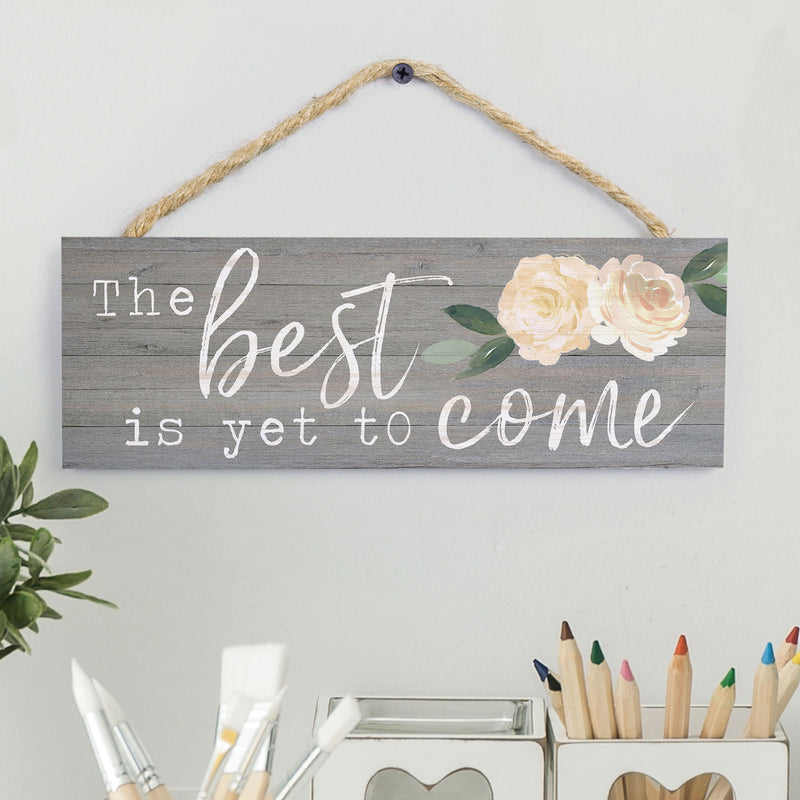 P. Graham Dunn Best Yet to Come Peonies Grey 10 x 3.5 Inch Pine Wood Slat Hanging Wall Sign