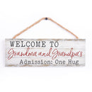 P. Graham Dunn Grandma & Grandpas Admission Hug Whitewash 10 x 3.5 Wood Hanging Wall Sign