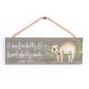 P. Graham Dunn Fearfully & Wonderfully Made Sloth Grey 10 x 3.5 Inch Wood Slat Hanging Wall Sign