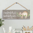 P. Graham Dunn Fearfully & Wonderfully Made Sloth Grey 10 x 3.5 Inch Wood Slat Hanging Wall Sign