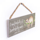 P. Graham Dunn Fearfully & Wonderfully Made Sloth Grey 10 x 3.5 Inch Wood Slat Hanging Wall Sign