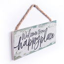 P. Graham Dunn Welcome Our Happy Place Nautical Blue 10 x 4 Pine Wood Hanging Decor String Sign