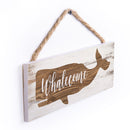 P. Graham Dunn Welcome Whale Natural Brown 10 x 4 Pine Wood Hanging Decor String Sign