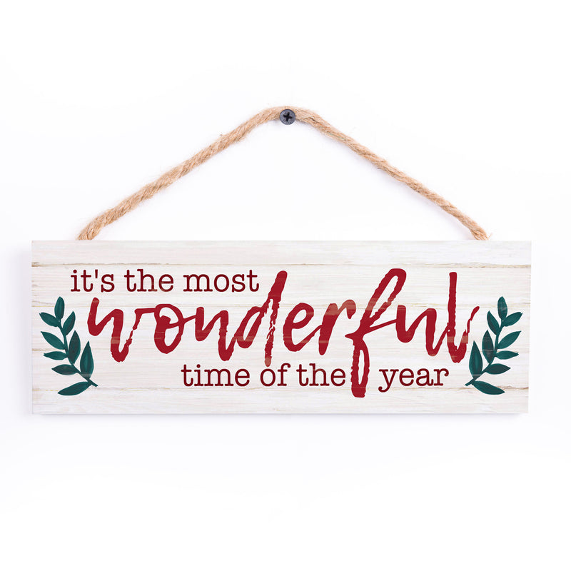 P. Graham Dunn Its The Most Wonderful Time of The Year Red 10 x 3.3 Wood Christmas String Sign