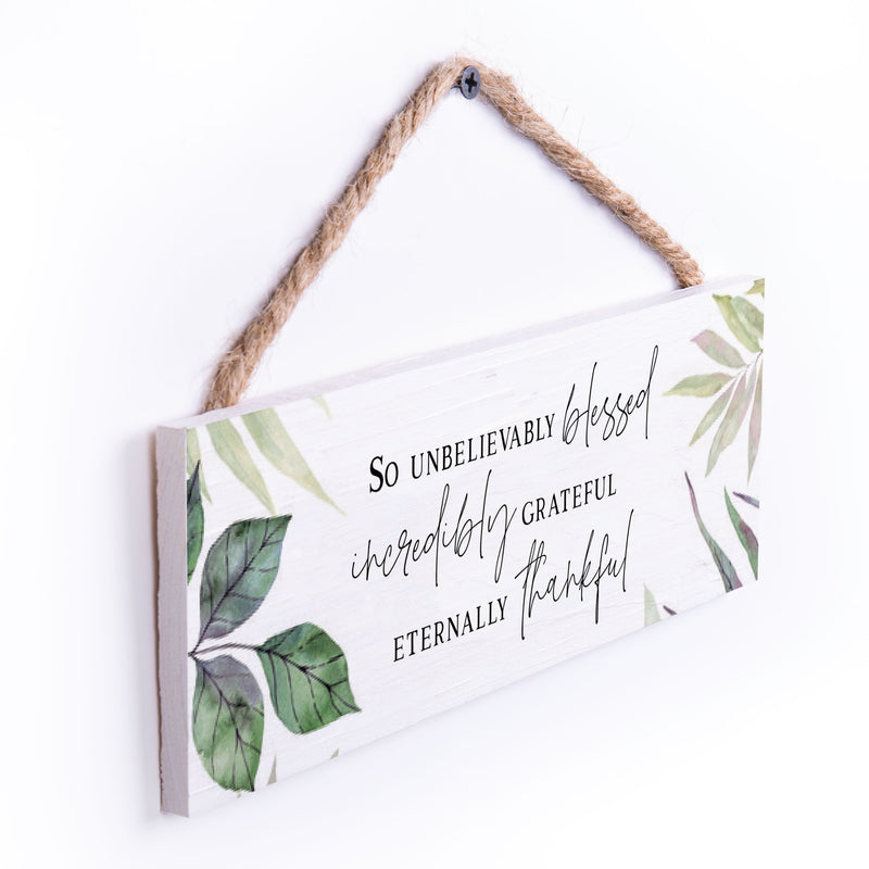 P. Graham Dunn So Unbelievably Blessed Grateful Thankful Green 10 x 3 Pine Wood String Sign