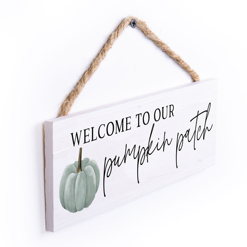 P. Graham Dunn Welcome to Our Pumpkin Patch White 10 x 4 Pine Wood Decorative String Sign