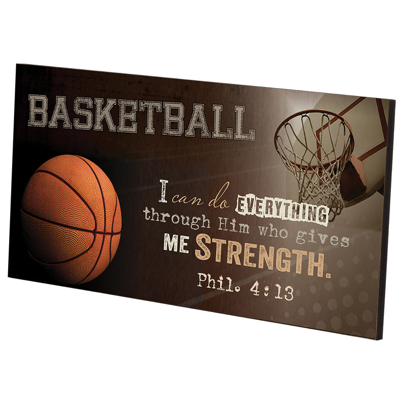 P. Graham Dunn Basketball I Can Do Everything Through Him Wooden Sign with Jute Rope Hanger