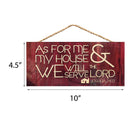 As For Me and My House Wooden Sign with Jute Rope Hanger