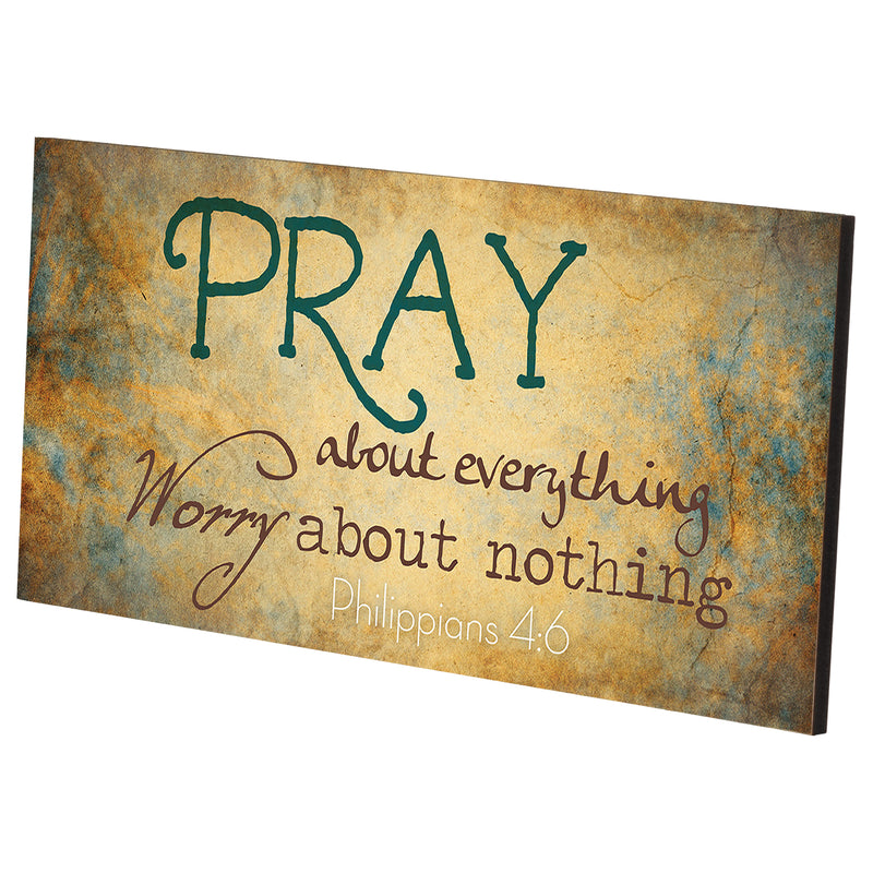 P. Graham Dunn Pray About Everything Worry About Nothing Wooden Sign with Jute Rope Hanger