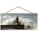 P. Graham Dunn God Calms The Storm Lighthouse Wooden Sign with Jute Rope Hanger