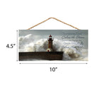 P. Graham Dunn God Calms The Storm Lighthouse Wooden Sign with Jute Rope Hanger
