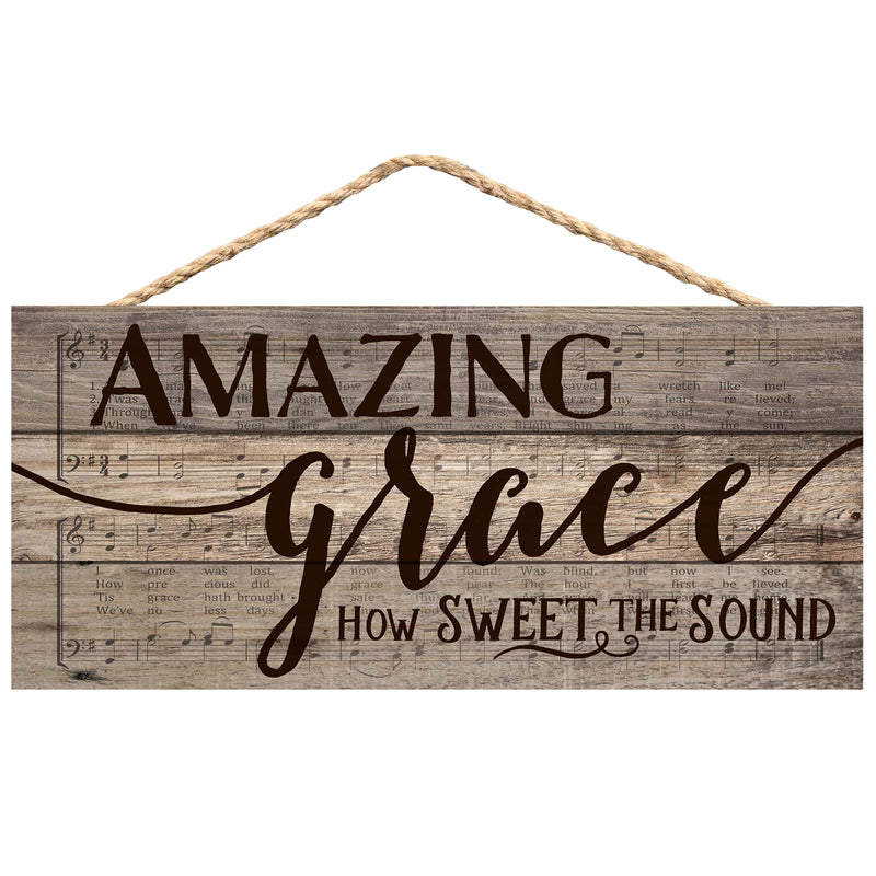P. Graham Dunn Amazing Grace Rustic Sheet Music Design 5 x 10 Wood Plank Design Hanging Sign