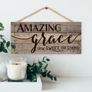 P. Graham Dunn Amazing Grace Rustic Sheet Music Design 5 x 10 Wood Plank Design Hanging Sign