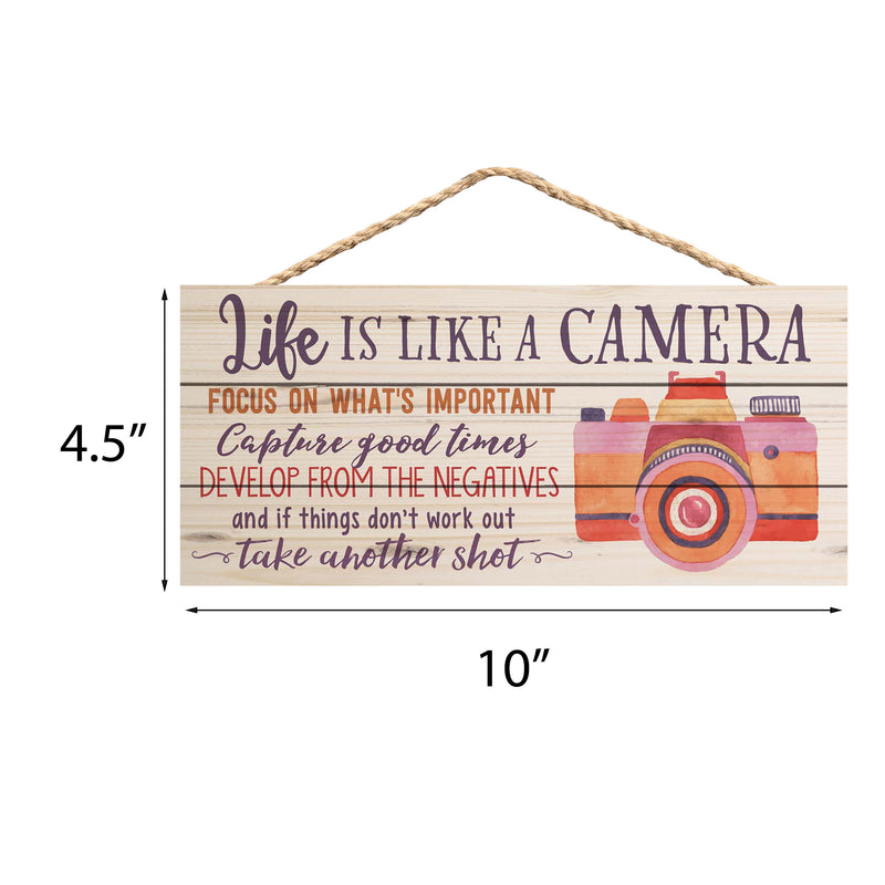 P. Graham Dunn Life is Like a Camera Focus on Whats Important 5 x 10 Wood Plank Design Hanging Sign