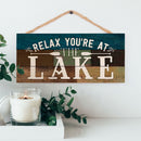 P. Graham Dunn Relax Youre at The Lake Canoe Paddles 5 x 10 Wood Plank Design Hanging Sign
