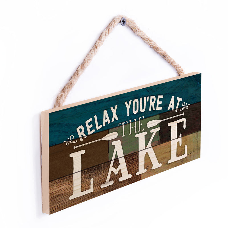 P. Graham Dunn Relax Youre at The Lake Canoe Paddles 5 x 10 Wood Plank Design Hanging Sign