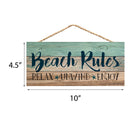 P. Graham Dunn Beach Rules Relax Unwind Enjoy Weathered 5 x 10 Wood Plank Design Hanging Sign