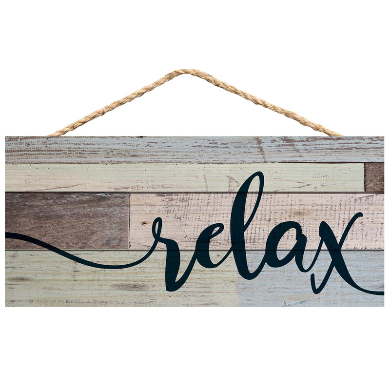 P. Graham Dunn Relax Weathered Look 5 x 10 Wood Plank Design Hanging Sign