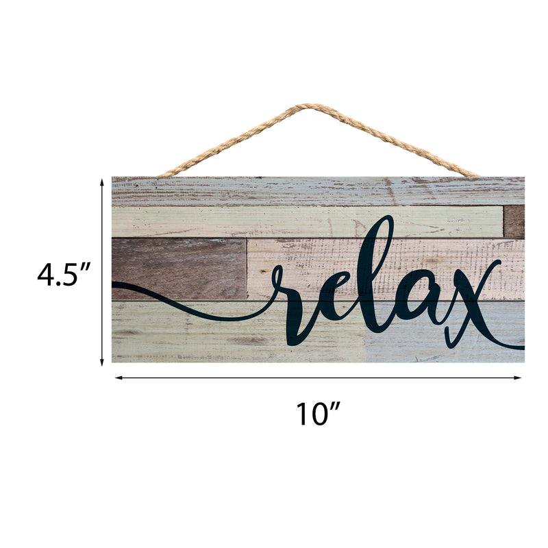 P. Graham Dunn Relax Weathered Look 5 x 10 Wood Plank Design Hanging Sign