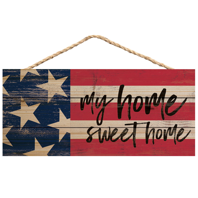 P. Graham Dunn My Home Sweet Home American Flag 10 x 4.5 Wood Wall Hanging Plaque Sign