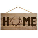 P. Graham Dunn Home Deer Antlers Natural 10 x 4.5 Wood Wall Hanging Plaque Sign