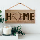 P. Graham Dunn Home Deer Antlers Natural 10 x 4.5 Wood Wall Hanging Plaque Sign