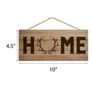 P. Graham Dunn Home Deer Antlers Natural 10 x 4.5 Wood Wall Hanging Plaque Sign