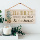 P. Graham Dunn Pineapple Wear Crown Be Sweet Natural 10 x 4.5 Wood Wall Hanging Plaque Sign