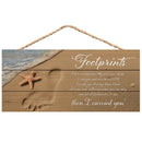 P. Graham Dunn Footprints I Carried You Beach Printed 10 x 4.5 Wood Wall Hanging Plaque Sign
