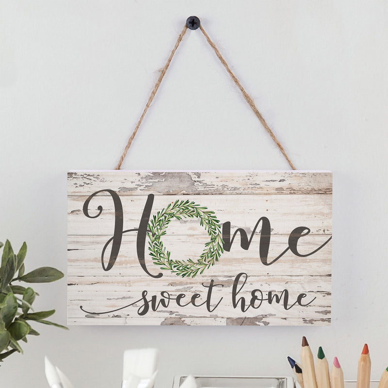 P. Graham Dunn Home Sweet Home Whitewash 6 x 3.5 Wood Mini Wall Hanging Plaque Sign