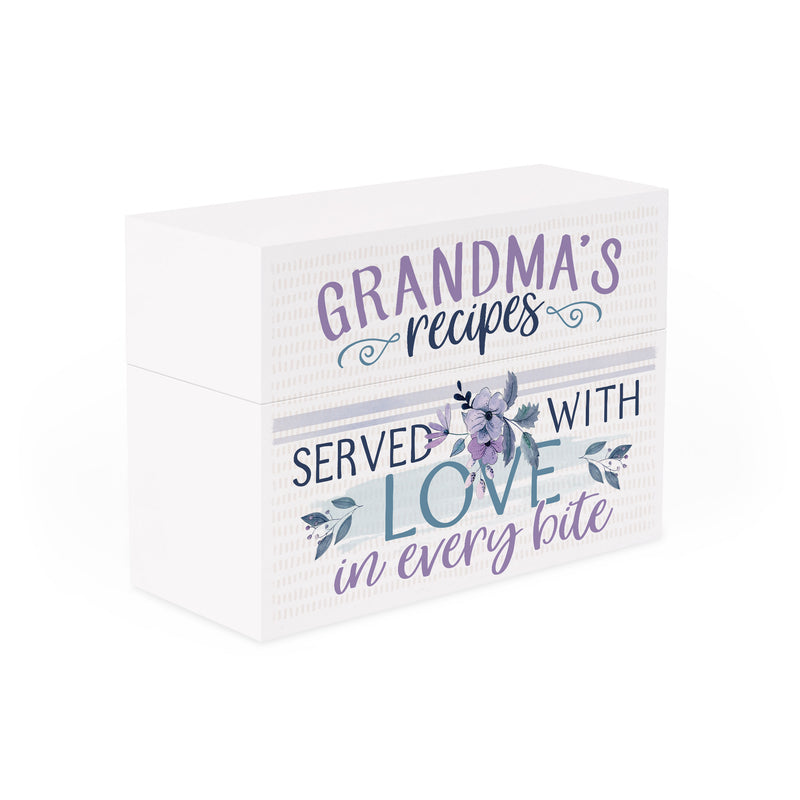 Grandmas Recipes Served Love Classic White 7 x 5 MDF Wood Recipe Holder Box