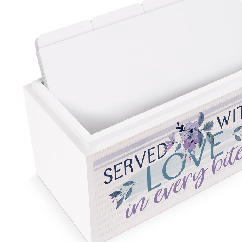 Grandmas Recipes Served Love Classic White 7 x 5 MDF Wood Recipe Holder Box