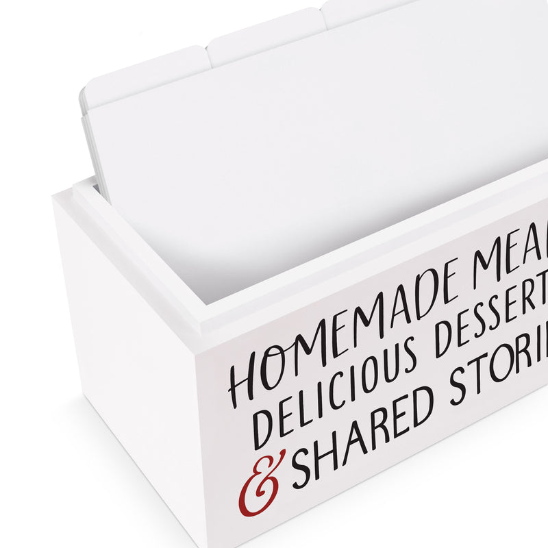 Moms Kitchen Homemade Meals Classic White 7 x 5 MDF Wood Recipe Holder Box
