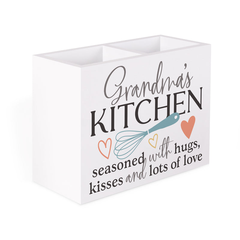 Grandmas Kitchen Seasoned Classic White 8 x 6 MDF Wood Kitchen Utensil Holder