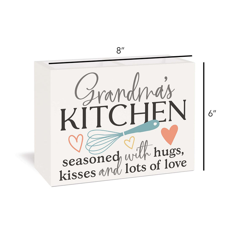 Grandmas Kitchen Seasoned Classic White 8 x 6 MDF Wood Kitchen Utensil Holder