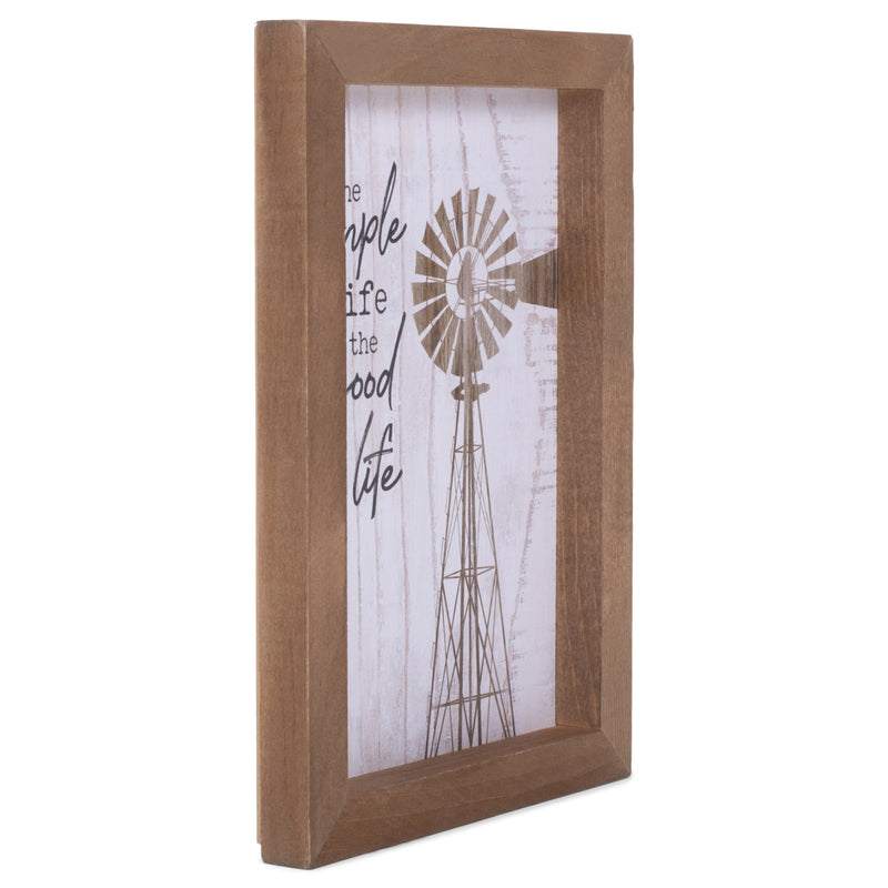 P. Graham Dunn Simple Life is Good Life Windmill Whitewash Look 7 x 10 Inch Pine Wood Framed Wall Art Plaque