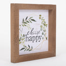 P. Graham Dunn Choose Happy Greenery Wreath 7 x 7 Inch Pine Wood Framed Wall Art Plaque