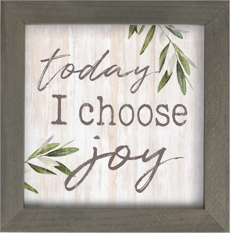 P. Graham Dunn Today I Choose Joy Whitewash Greenery 7 x 7 Inch Pine Wood Framed Wall Art Plaque