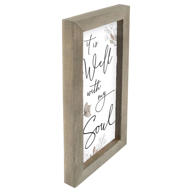 P. Graham Dunn It is Well with My Soul Floral Brown 10 x 5 Pine Wood Framed Art Plaque
