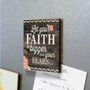 Let Your Faith Be Bigger Floral Distressed Wood Look 2.75 x 2.75 Inch Wood Lithograph Magnet