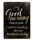 Good Morning This Is God Distressed Wood Look 2.5 x 3.5 Inch Wood Lithograph Magnet