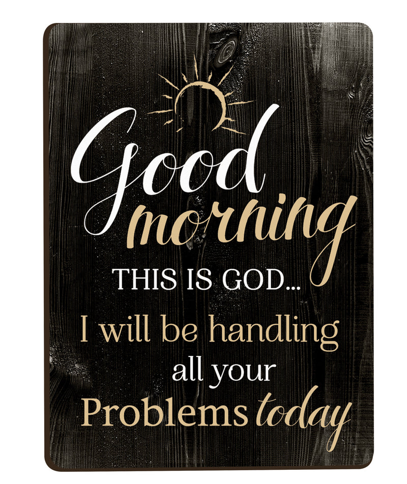 Good Morning This Is God Distressed Wood Look 2.5 x 3.5 Inch Wood Lithograph Magnet