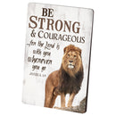 Be Strong & Courageous Lion 2.5 x 3.5 Inch Wood Lithograph Magnet