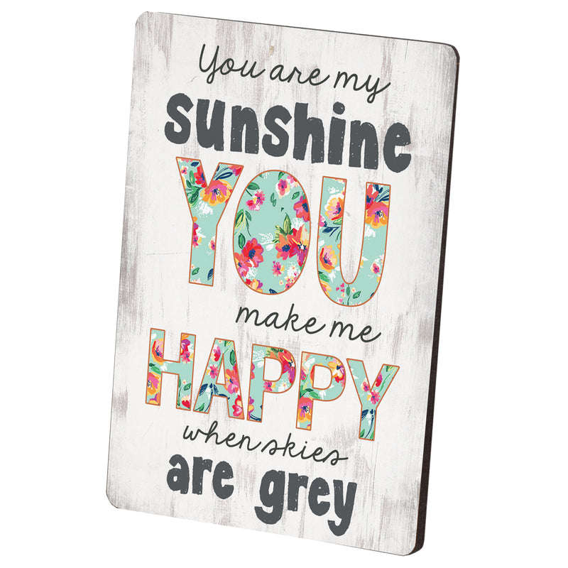 P. Graham Dunn You are My Sunshine Floral White Wash Wood Look 2.5 x 3.5 Inch Wood Lithograph Magnet