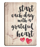 Start Each Day Script Red Heart Distressed Wood Look 2.5 x 3.5 Inch Wood Lithograph Magnet