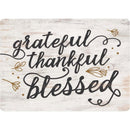 Grateful Thankful Blessed Whitewashed Cream 3.5 x 2.5 Wood Refrigerator Magnet