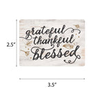 Grateful Thankful Blessed Whitewashed Cream 3.5 x 2.5 Wood Refrigerator Magnet