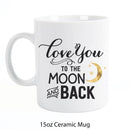 I Love You To The Moon & Back Stars Design White 15 Ounce Ceramic Coffee Mug
