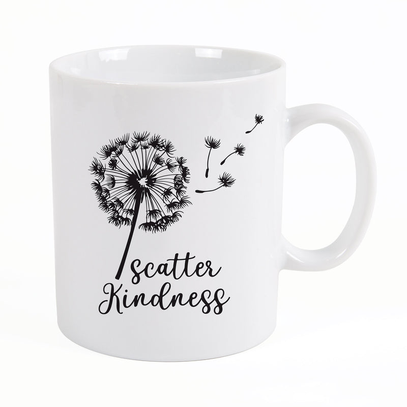 P. Graham Dunn Scatter Kindness Dandelion White 5.5 x 4.5 Ceramic 15 Ounce Coffee Mug