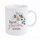 Best Grandma Ever Floral Pink 15 ounce Glossy Porcelain Ceramic Coffee Mug